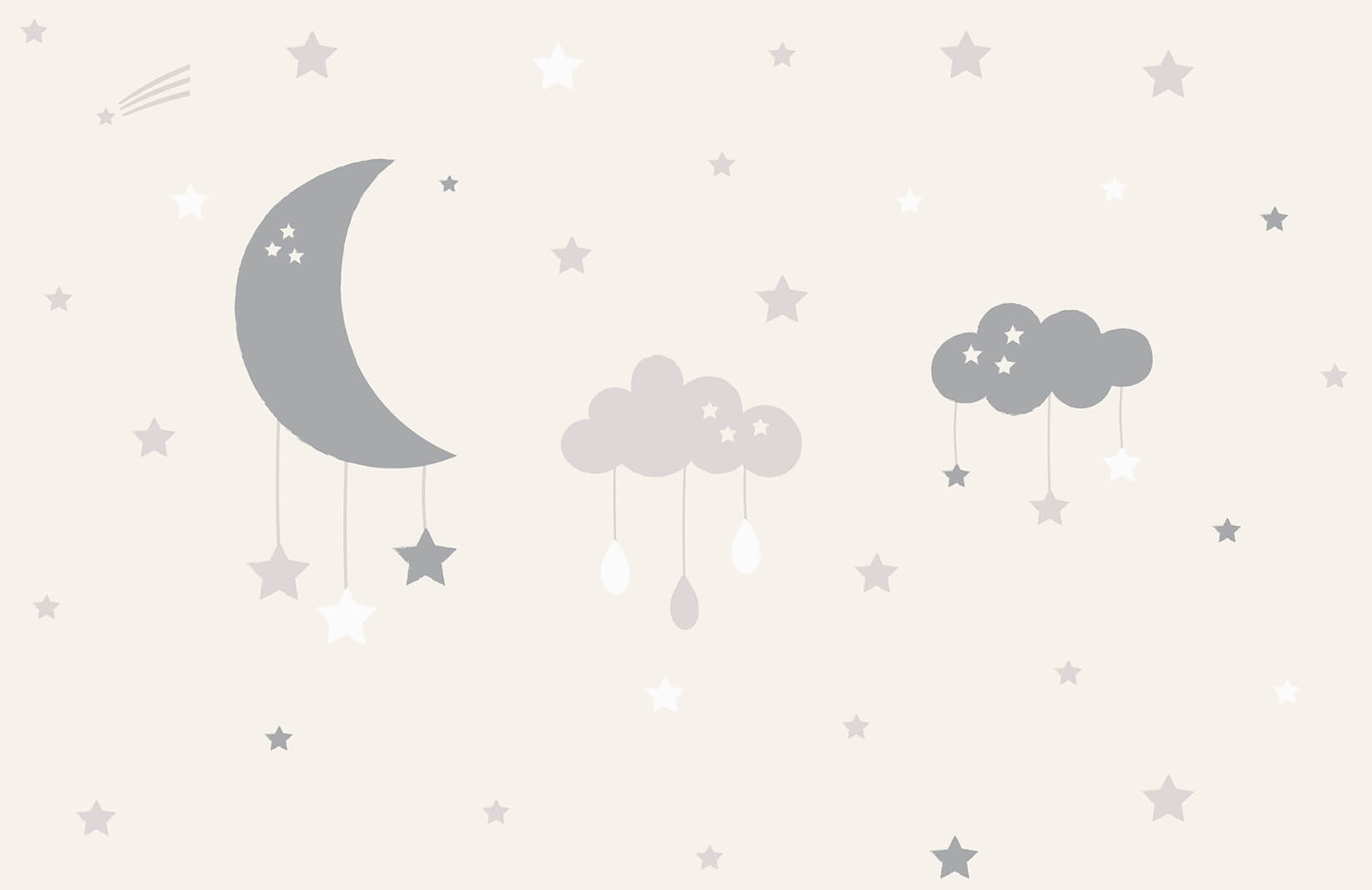 baby-clouds-and-moon-wallpaper for baby nursery