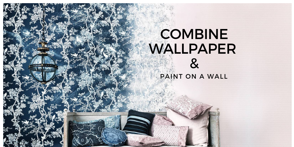 combine wallpaper paint on a wall